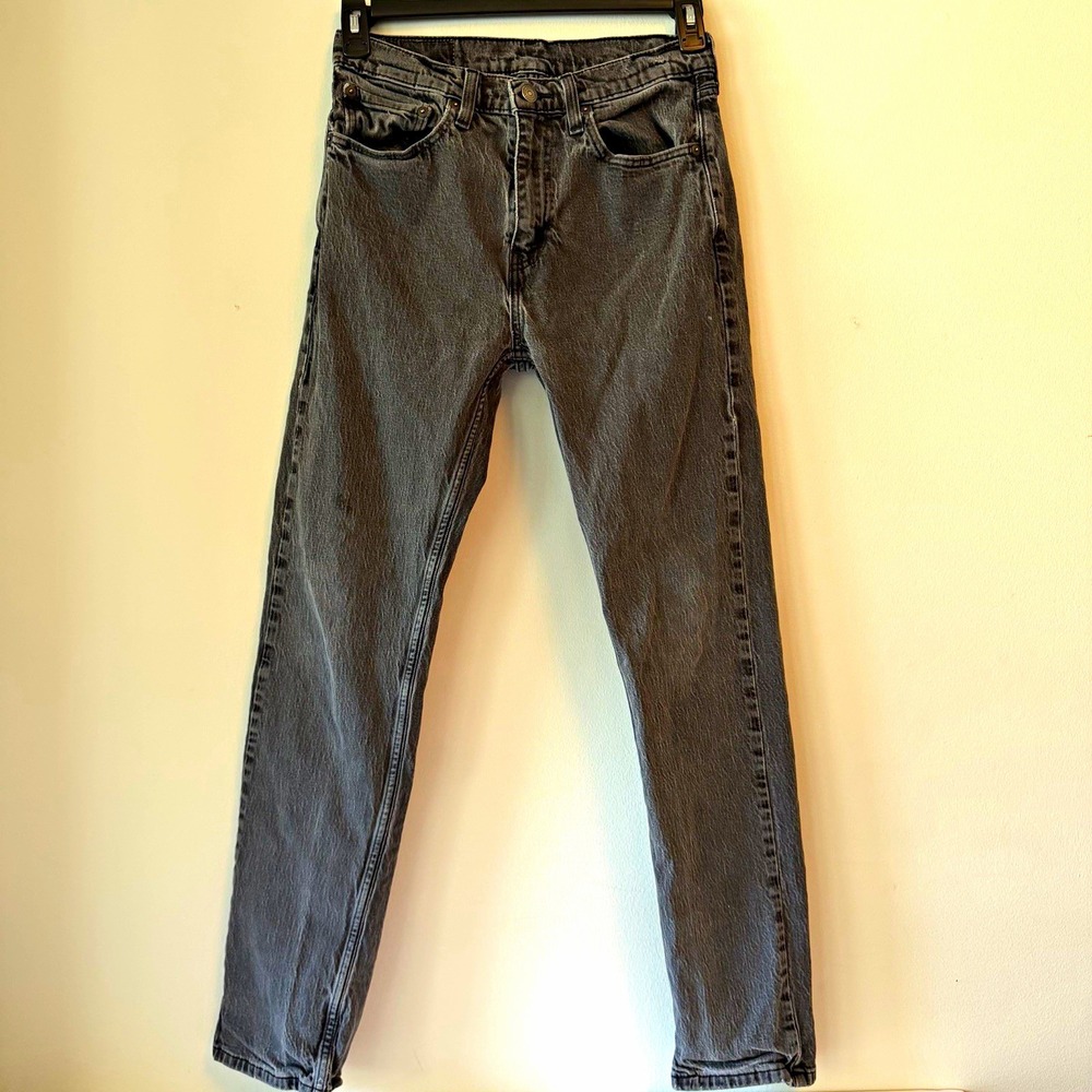 Levi's 505 Black/Gray Straight Leg Jeans Regular Fit Denim Medium Wash Sz 31/32